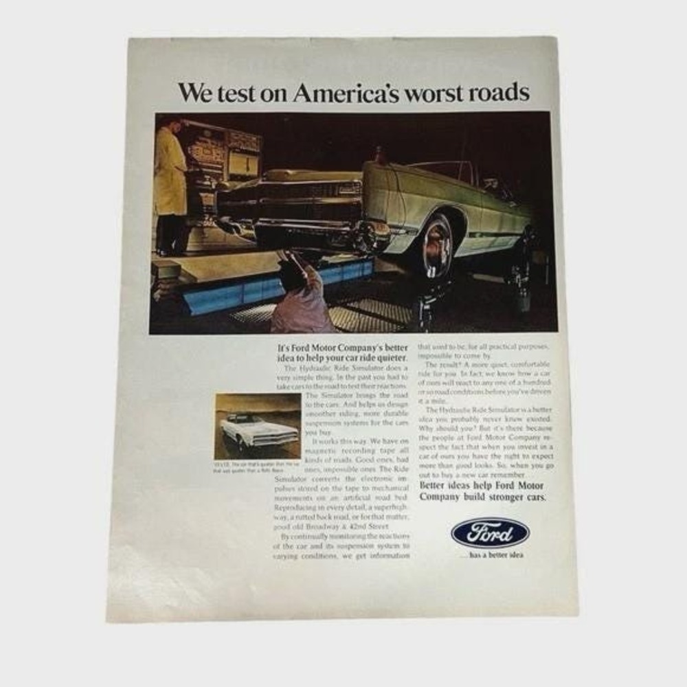 1969‎ Ford We Test On Americas Worst Roads Original Vintage Print Ad
